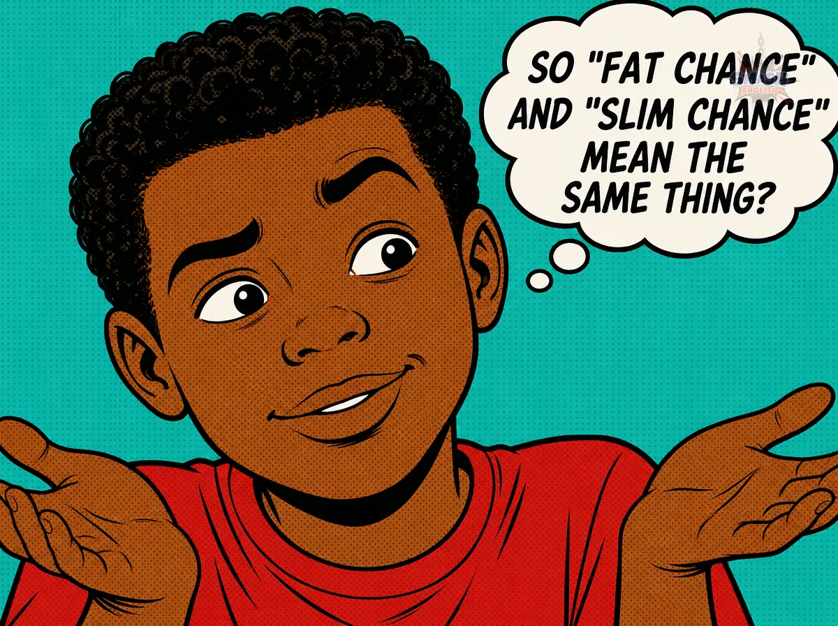 Confused student with a speech bubble about English idioms
